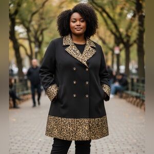 NEW Dennis Basso Double Breasted Jacket with Slight Metallic Leopard Design 24W